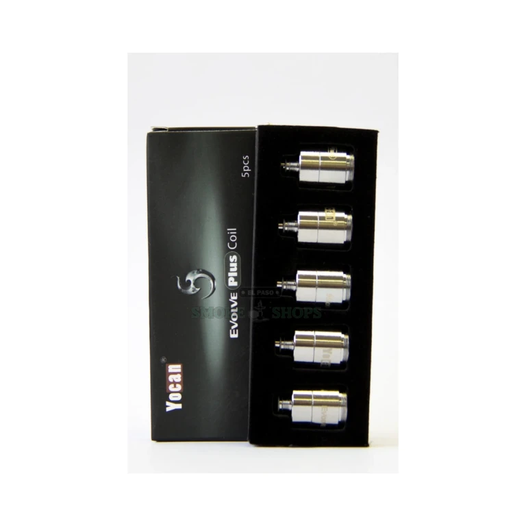 Yocan Evolve Plus XL coil packaging in El Paso, 5-pack quad quartz QDC replacement coils, in stock at 10 stores