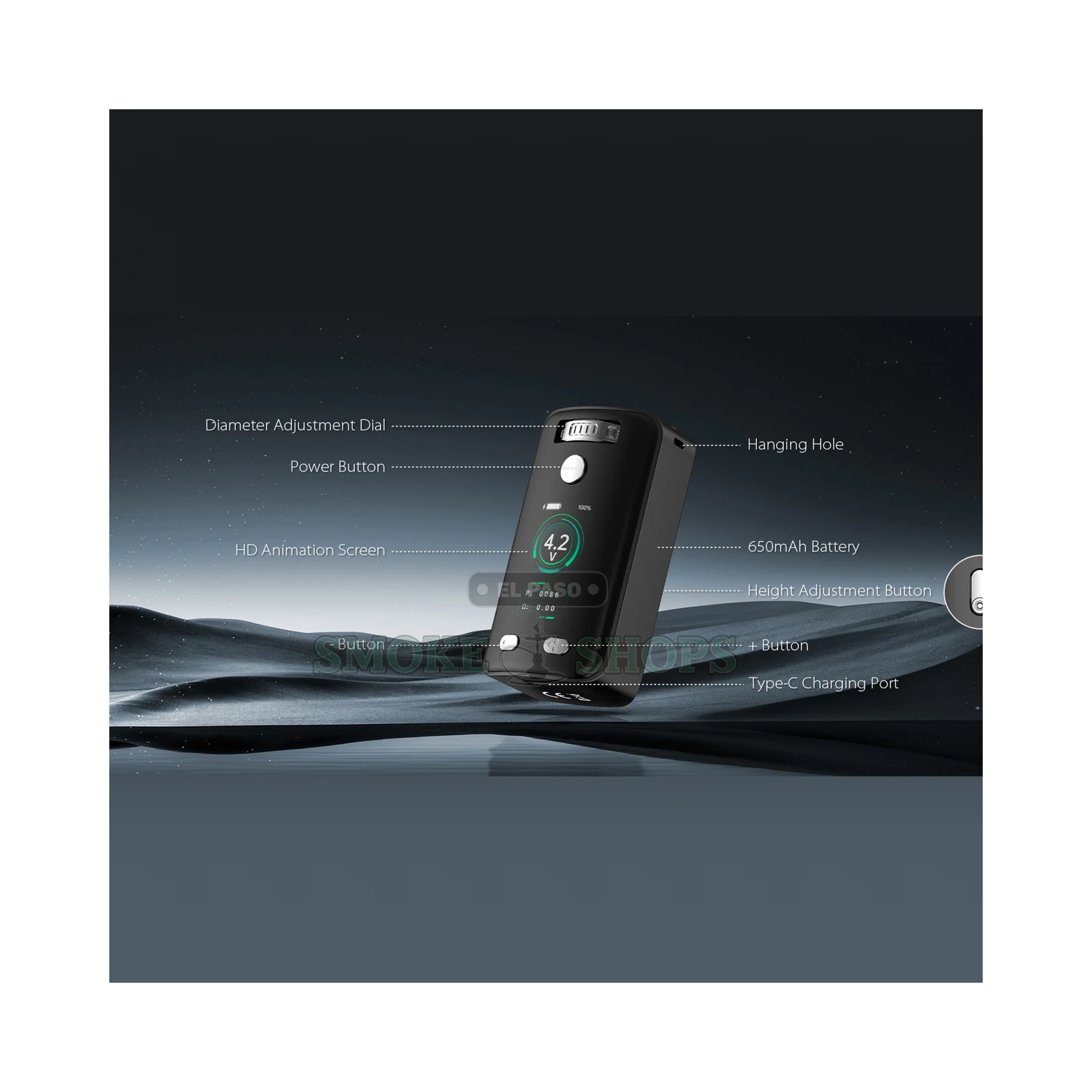 mod vape battery Yocan Uni 3.0 Animated 510 in El Paso 10ml Nic Salt Flavour:Blueberry Smart Vape UAE Grapy Premix E-Liquid –