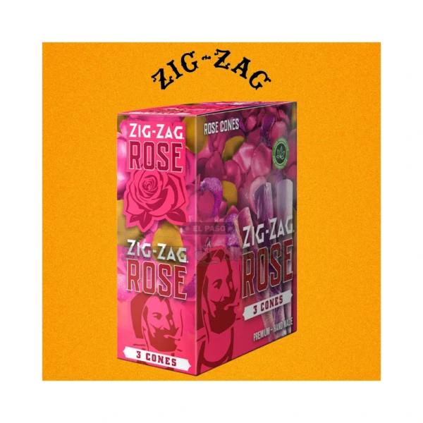 Zig-Zag Rose Cones in El Paso, king-size pre-rolled cones wrapped in real rose petals, tobacco-free, 3 per tube