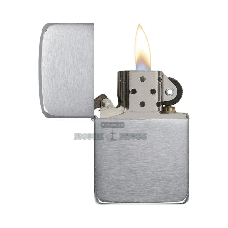 Side view of the Zippo 1941 Replica showing the four-barrel hinge and squared case edges