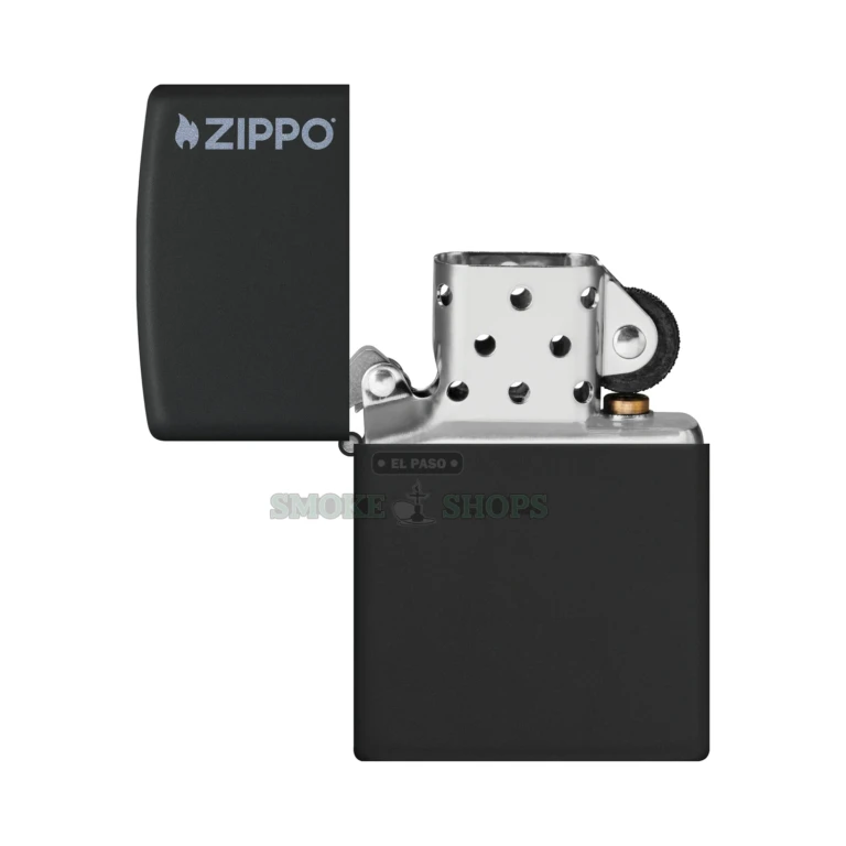 Zippo 218ZL black matte powder-coat finish detail on the Classic brass case
