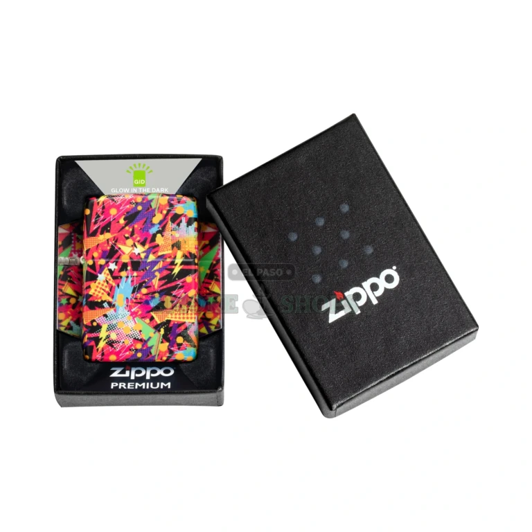 Zippo 540 Color Retro Design glow-in-the-dark windproof lighter in green matte, model 46008, closed front view