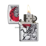 Zippo Asian Tiger Design Windproof Lighter, Brushed Chrome (29889) thumbnail