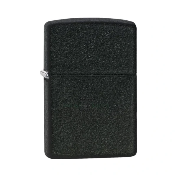 Zippo Black Crackle 236 windproof lighter standing closed, showing the textured matte-black crackle finish