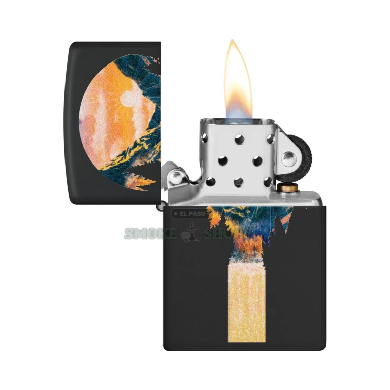 Open black matte Zippo Black Light windproof lighter showing the chimney and insert