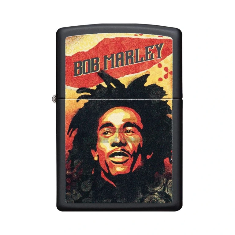 Back of the Zippo Bob Marley 49154 lighter showing the plain black matte Classic case