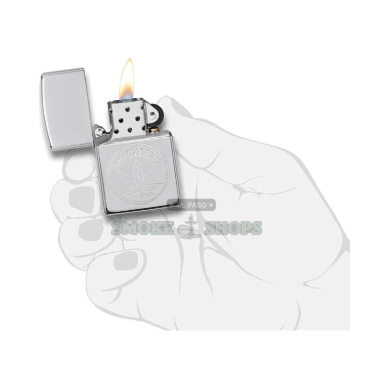 High polish chrome Zippo Classic case reflecting light, side profile