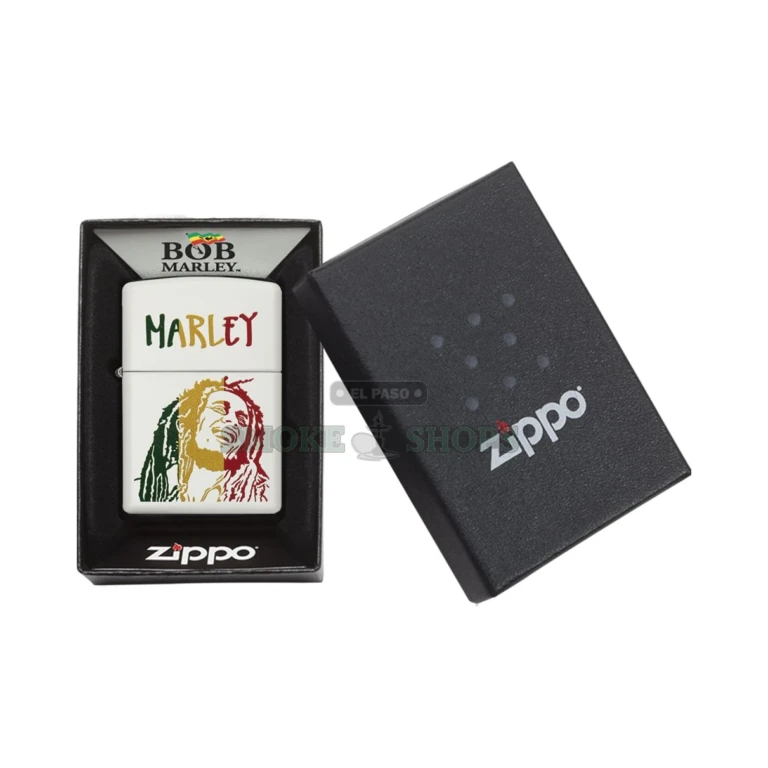 Zippo Bob Marley White Matte lighter 29308 in its Zippo gift box