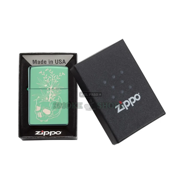 Bottom of the Zippo Botanical Design lighter showing the brass case stamp