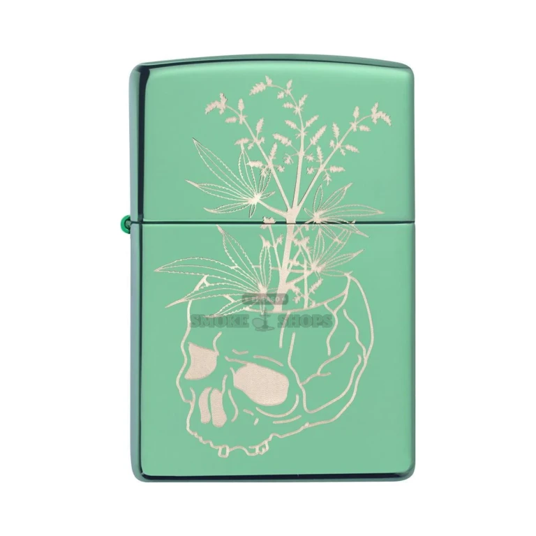 Zippo Botanical Design windproof lighter with a floral and plant motif on a brass case, shown closed