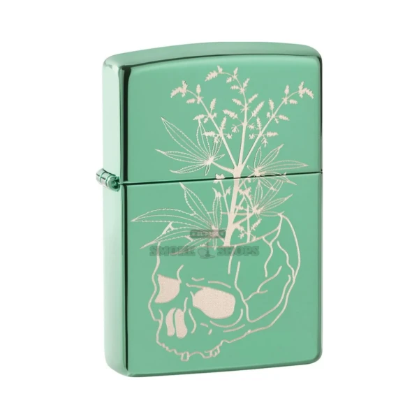 Zippo Botanical Design windproof lighter with a floral and plant motif on a brass case, shown closed