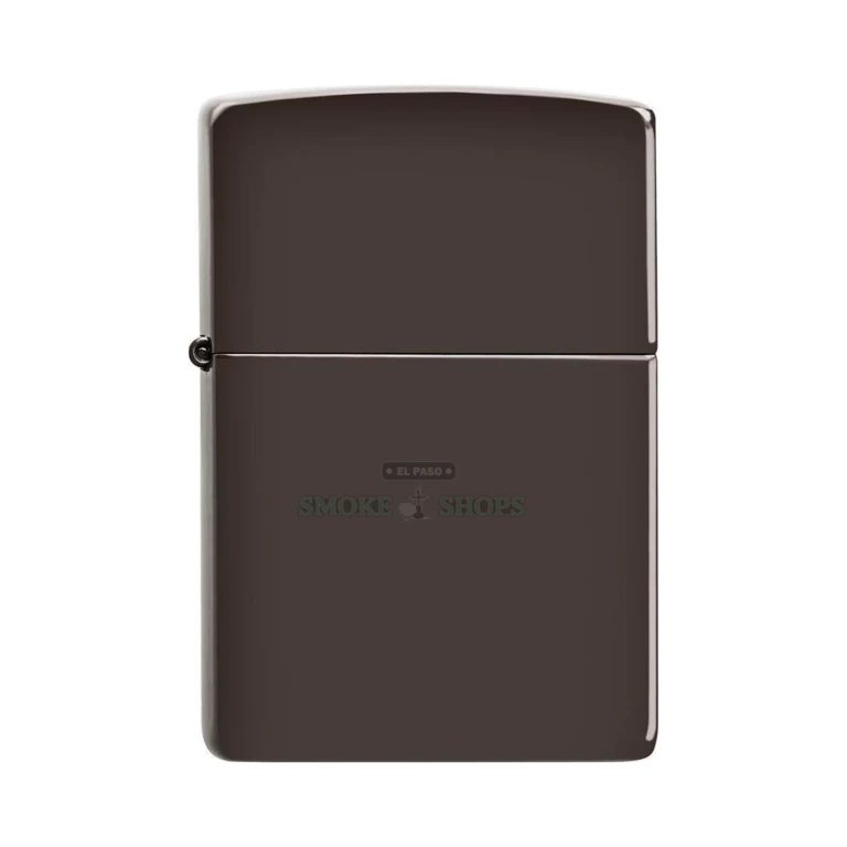 Zippo brown matte lighter shown open with the chimney windscreen and wick visible