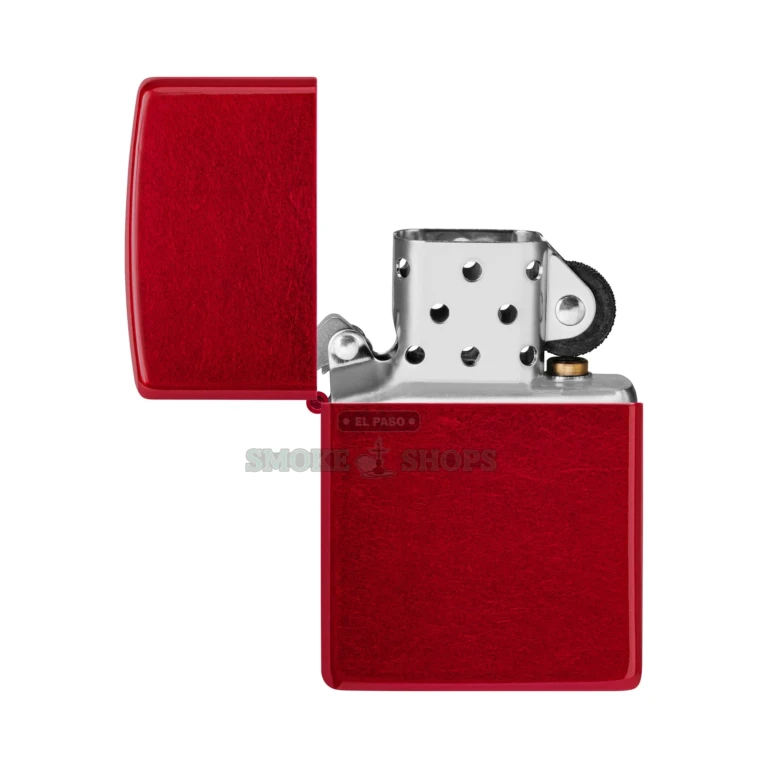 Bottom of the Zippo Candy Apple Red 21063 showing the solid all-metal Classic case