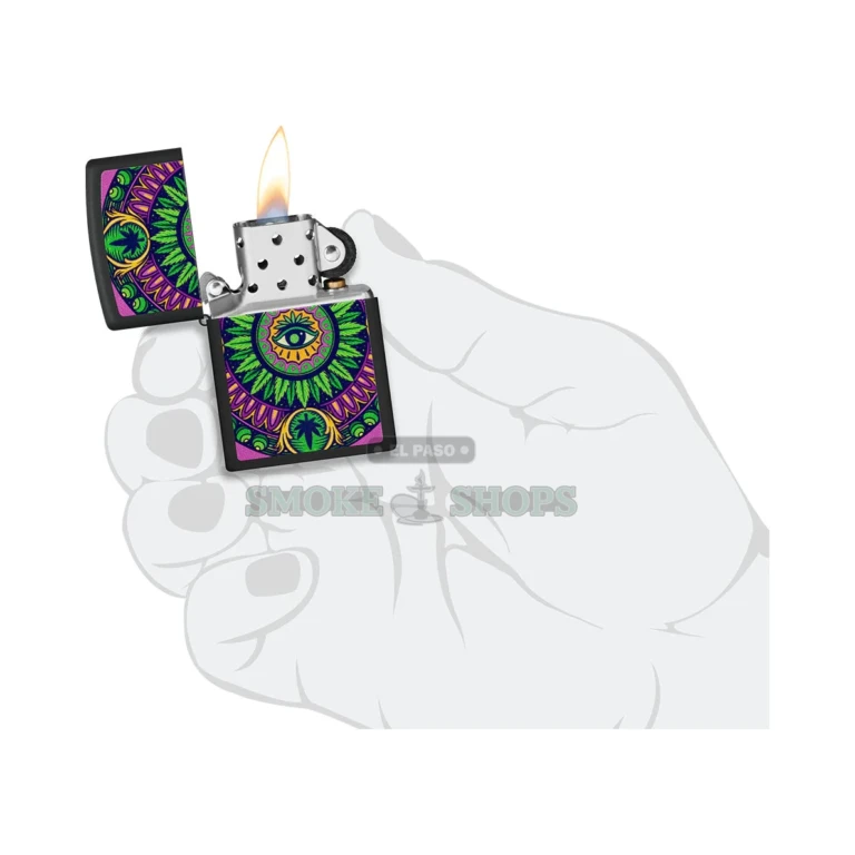 Zippo Cannabis Black Light lighter 48583 in its gift box packaging