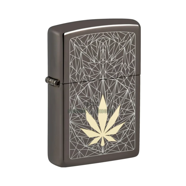 Zippo Cannabis Design Laser Two-Tone Lighter, Black Ice (48384)
