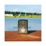 Zippo Cannabis Design Laser Two-Tone Lighter, Black Ice (48384) thumbnail