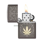 Zippo Cannabis Design Laser Two-Tone Lighter, Black Ice (48384) thumbnail