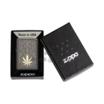 Zippo Cannabis Design Laser Two-Tone Lighter, Black Ice (48384) thumbnail