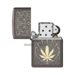 Zippo Cannabis Design Laser Two-Tone Lighter, Black Ice (48384) thumbnail