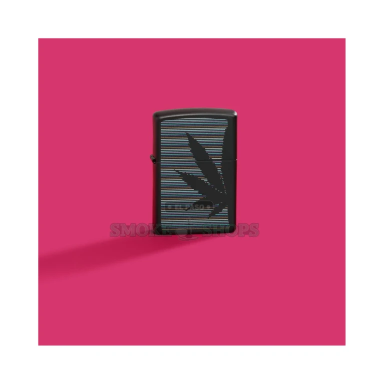 Black matte Zippo Cannabis Collection lighter shown closed, highlighting the soft low-gloss finish and Color Image artwork