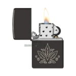 Zippo Cannabis Design Laser-Engraved Lighter, High Polish Black (48926) thumbnail