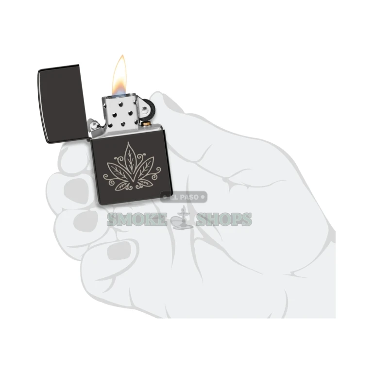 Zippo Cannabis Design 48926 shown in its Zippo gift box