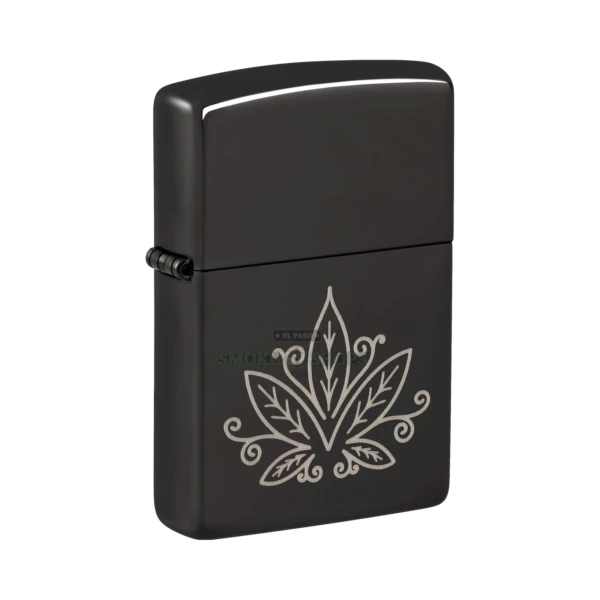 Zippo Cannabis Design Laser-Engraved Lighter, High Polish Black (48926)