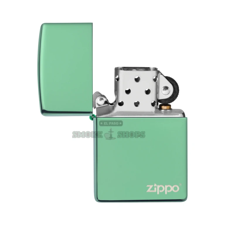 Zippo Chameleon green lighter resting in its Zippo gift box at El Paso Smoke Shops