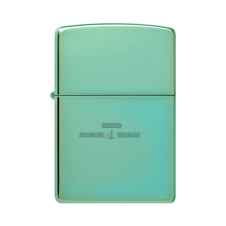 Zippo 28129 Chameleon lighter tilted to show the green-to-blue color shift in the finish