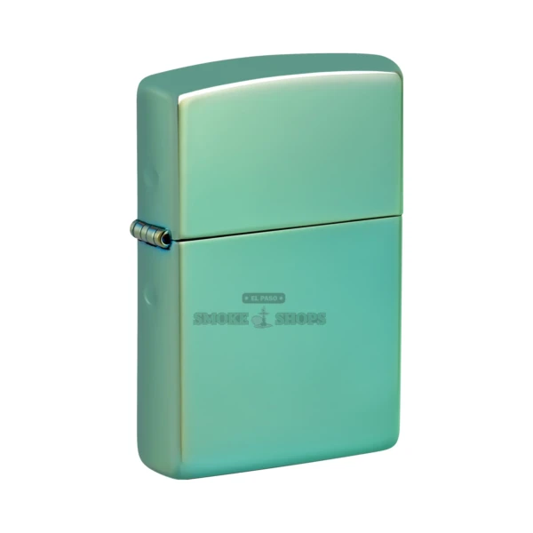 Zippo Chameleon 28129 high polish green color-shift windproof lighter, closed front view