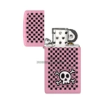 Zippo Checkered Skull Design Slim Lighter, Pink Matte (48680) in El Paso thumbnail
