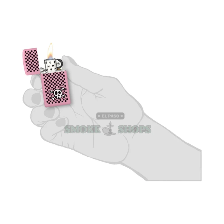 Zippo Checkered Skull slim lighter model 48680 in its Zippo gift box