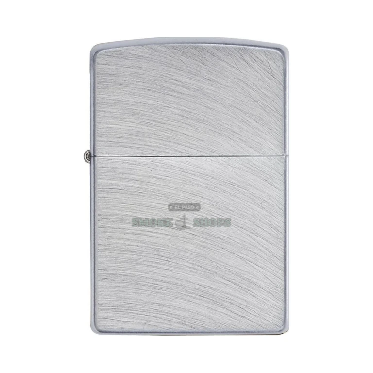 Zippo Chrome Arch 24647 brushed chrome lighter held in hand, about 2.25 inches tall