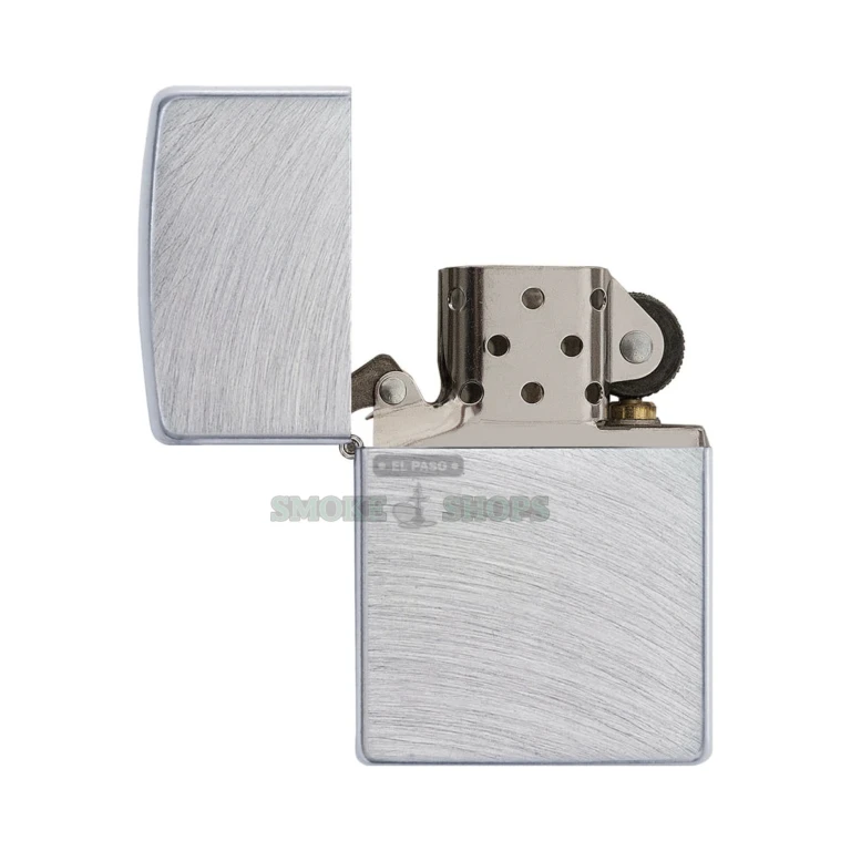 Zippo Chrome Arch brushed chrome windproof lighter model 24647, closed, showing the sweeping engraved arch across the front