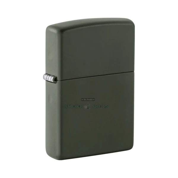 Zippo 221 Classic Green Matte windproof lighter standing closed, front view