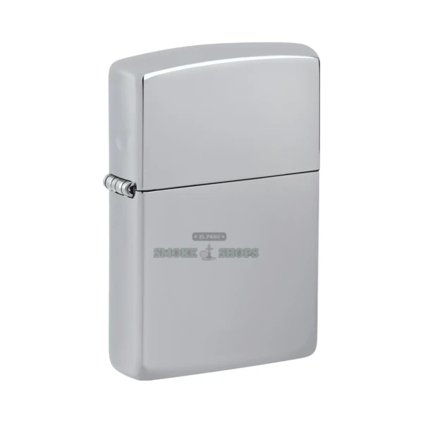 Zippo Classic High Polish Chrome windproof lighter, model 250, closed showing the mirror chrome finish