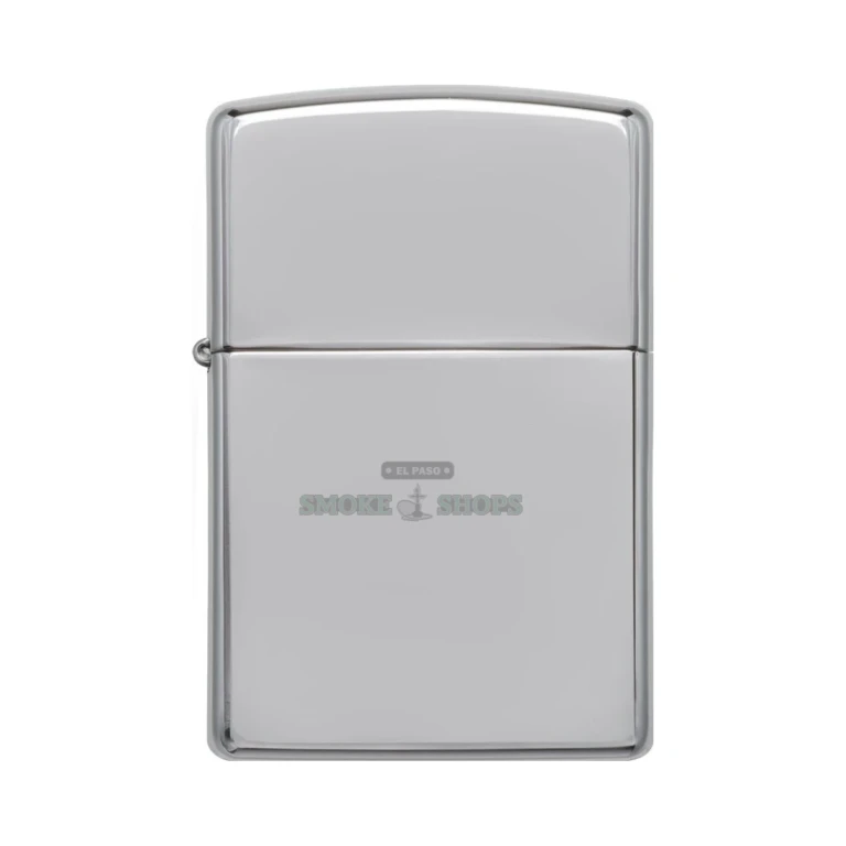 Zippo Classic High Polish Chrome windproof lighter, model 250, closed showing the mirror chrome finish