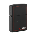 Zippo Classic Logo with Red Border Lighter, Black Matte (218ZB) thumbnail
