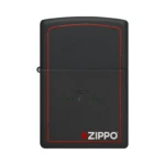 Zippo Classic Logo with Red Border Lighter, Black Matte (218ZB) thumbnail