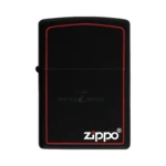 Zippo Classic Logo with Red Border Lighter, Black Matte (218ZB) thumbnail