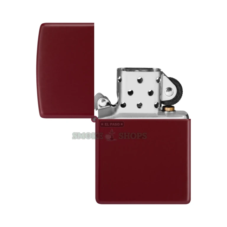 Zippo Classic Merlot windproof lighter model 46021 with a rich red matte brass case, lid closed