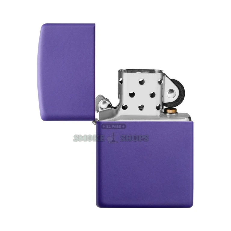 Zippo Classic Purple Matte windproof lighter model 237 standing closed, showing the deep purple matte brass case