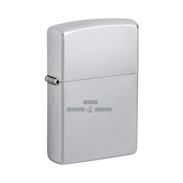 Zippo Classic Satin Chrome Lighter model 205 closed, smooth satin chrome finish on all sides, at El Paso Smoke Shops