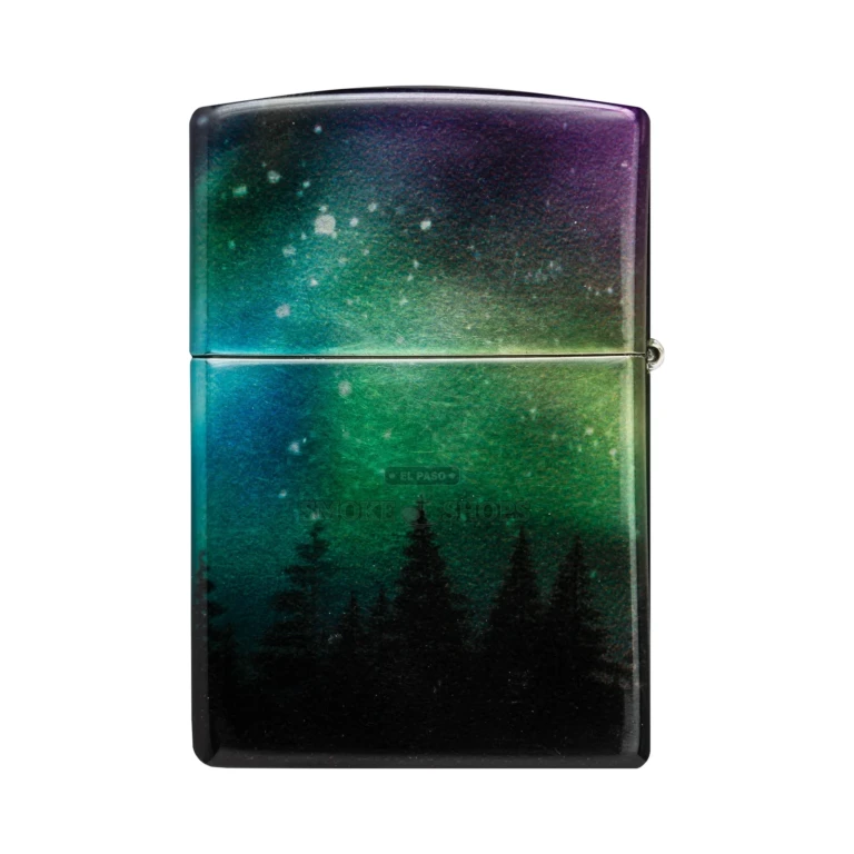 Zippo Colorful Sky 540 Color windproof lighter 48771 with aurora borealis full-wrap design and tumbled chrome lid