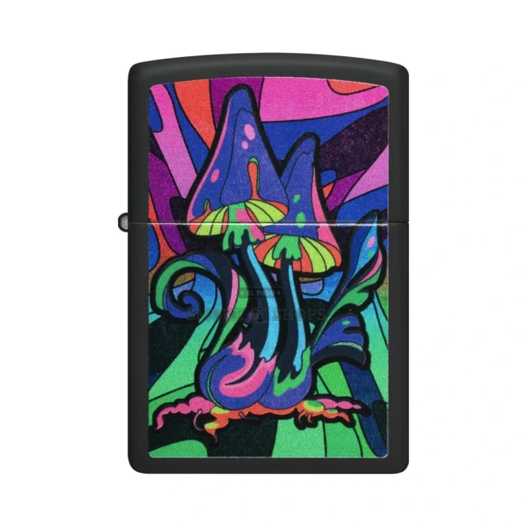 Black-matte Zippo Counter Culture lighter shown open with the windproof chimney and flame