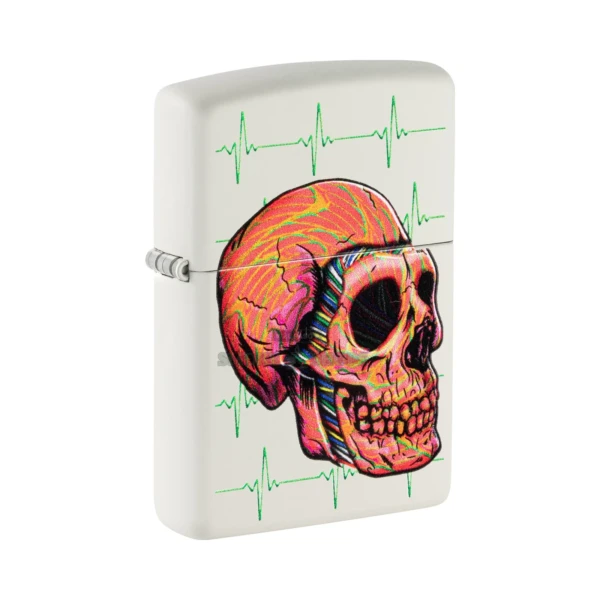 Zippo Cyber Skull Design Windproof Lighter, White Matte (48659)