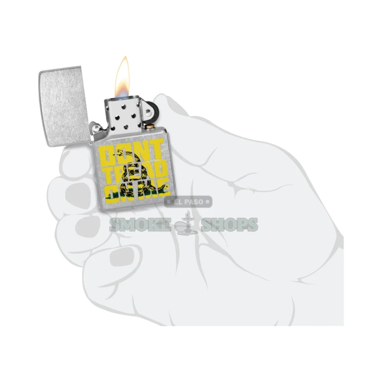 Street Chrome finish detail on the Zippo Don't Tread On Me lighter case