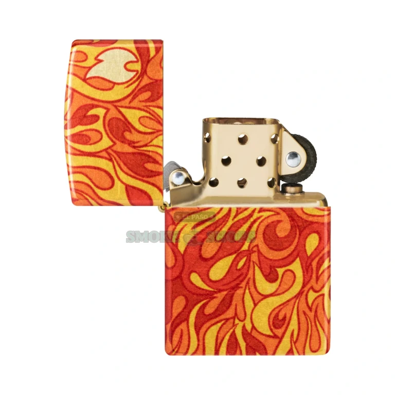 Zippo Fire Design 540 Fusion windproof lighter 48981 in 540 Tumbled Brass with full-wrap flickering flames
