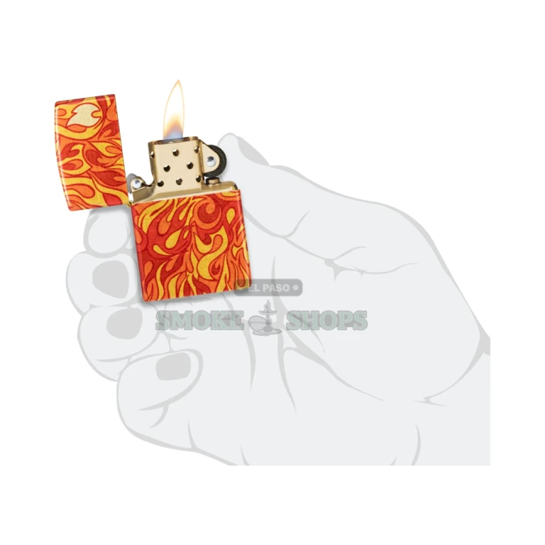 Zippo Fire Design 540 Fusion windproof lighter 48981 in 540 Tumbled Brass with full-wrap flickering flames