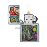 Zippo Freaky Nature Design Windproof Lighter, Brushed Chrome (48635) thumbnail
